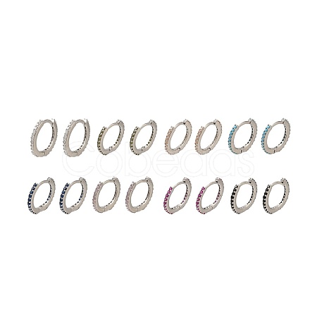Rack Plating Brass Micro Pave Cubic Zirconia Hoop Earrings EJEW-H143-15P-1
