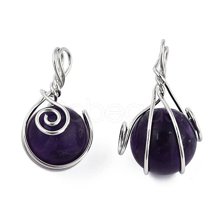 Natural Amethyst Pendants G-N333-013A-1