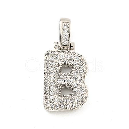 Brass Micro Pave Clear Cubic Zirconia Pendants KK-B099-01P-B-1
