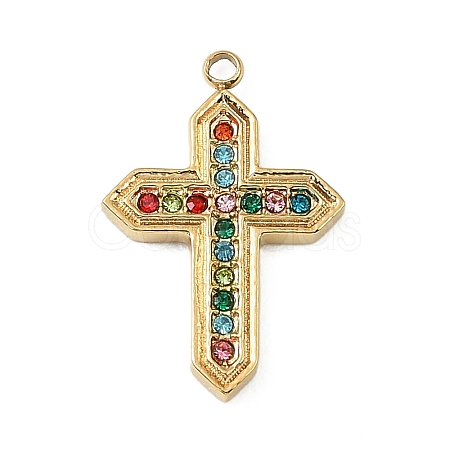 304 Stainless Steel Rhinestone Pendants STAS-P430-01A-G02-1