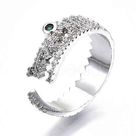 Brass Micro Pave Clear Cubic Zirconia Cuff Rings RJEW-S045-021P-NR-1