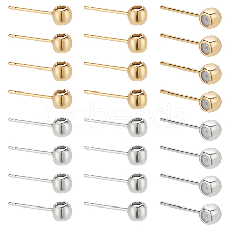 40Pcs 2 Colors Rack Plating Brass Stud Earring Findings KK-PH0004-80-1