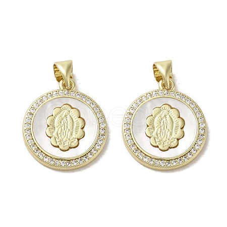 Brass Micro Pave Clear Cubic Zirconia Pendants KK-I708-03C-G-1