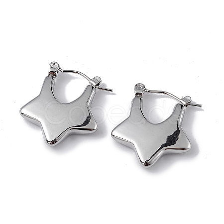 Non-Tarnish 304 Stainless Steel Star Thick Hoop Earrings for Women EJEW-I284-08P-1