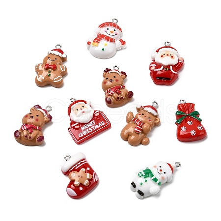 Christmas Opaque Resin Pendants FIND-Z103-02P-1