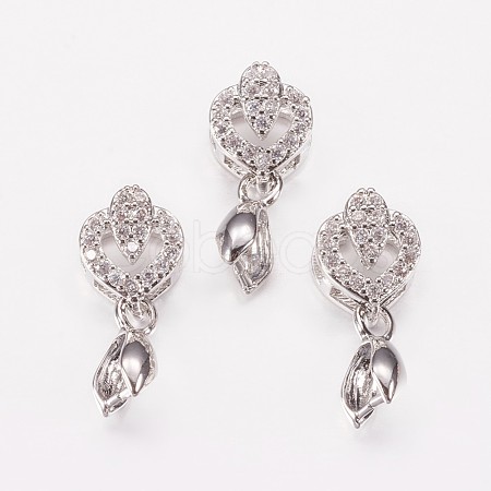 Long-Lasting Plated Brass Micro Pave Cubic Zirconia Ice Pick Pinch Bails ZIRC-F069-21P-1