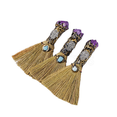 Natural Amethyst Magic Broom PW-WG66193-01-1