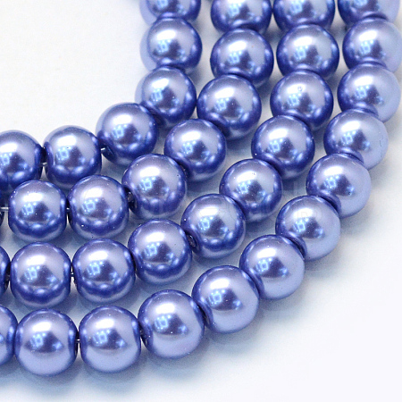 Baking Paint Pearlized Glass Pearl Round Bead Strands HY-Q003-4mm-09-1