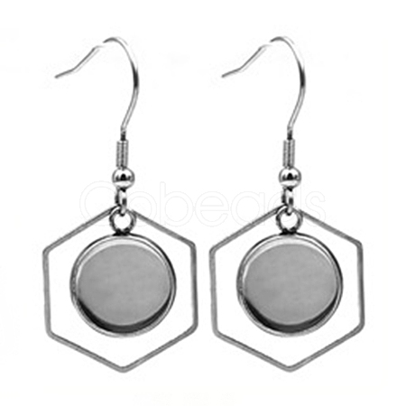 Hollow Stainless Steel Earring Hooks EJEW-CJC0001-20-1