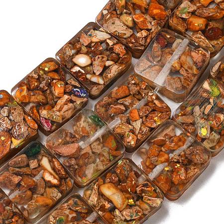 Dyed Natural Imperial Jasper with Resin Beads Strands G-G083-C04-01-1