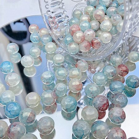 Transparent Crackle Glass Beads GLAA-D012-02C-1