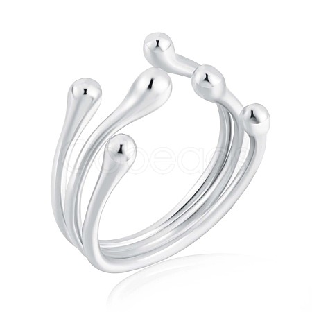 925 Sterling Silver Claw Open Cuff Ring JR879A-1