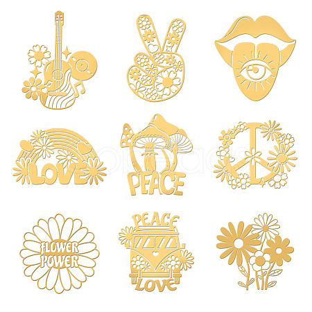 9Pcs 9 Styles Nickel Decoration Stickers DIY-WH0450-047-1