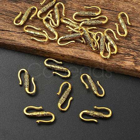 20Pcs Tibetan Style Alloy S-Hook Clasps TIBE-YW0002-04AG-1