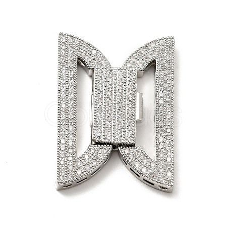 Brass Micro Pave Clear Cubic Zirconia Fold Over Clasps KK-G414-07P-1