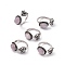 Fox Natural Kunzite Cuff Rings, Open Ring, Antique Silver Tone Brass Jewelry for Women, 2.5~3mm, Inner Diameter: 
17~18mm