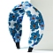 Flower Print Cloth Headband, Ruched Headband Wide Pleated Hairband, Simple Lady Hair Accessories, Steel Blue, 170x145x60mm