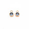 Brass Charms, with Rhinestone, Nickel Free, Real 18K Gold Plated, Flat Round, Aquamarine, 8x5x3mm, Hole: 1.4mm