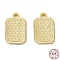 925 Sterling Silver Charms, Rectangle with Polka Dot Charm, Textured, Real 18K Gold Plated, 13x8x1.2mm, Hole: 1.4mm