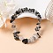 Natural Tourmalinated Quartz/Black Rutilated Quartz Stretch Bracelets, Nuggets, 2-1/8 inch(5.5cm)