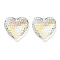 Glass Pendants, Faceted, Heart, Clear AB, 34x35x13mm, Hole: 1.6mm