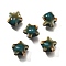 Handmade Porcelain Beads, Star, Teal, 13.5x15x7.5mm, Hole: 2mm