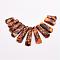 Assembled Bronzite and Imperial Jasper Beads Strands, Graduated Fan Pendants, Focal Beads, Dyed, Dark Orange, 17~40x9~9.5x5~6mm, Hole: 1mm, 11pcs/strand, 3.54 inch