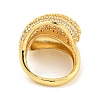 Rack Plating Teardrop Brass Micro Pave Clear Cubic Zirconia Cuff Finger Rings for Women RJEW-C103-15G-3