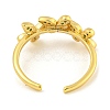 Flower Rack Plating Brass Micro Pave Cubic Zirconia Open Cuff Rings for Women RJEW-N047-01G-05-RS-3