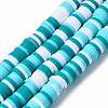 Handmade Polymer Clay Beads Strands CLAY-R089-6mm-085-1