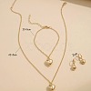 Heart Alloy Pendant Necklaces & Hoop Earrings & Charm Bracelets Sets FS-WGCAE07-01-3