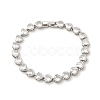 Clear Cubic Zirconia Heart Link Chain Bracelet BJEW-E073-05P-1