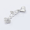 Anti-Tarnish Rhodium Plated 925 Sterling Silver Micro Pave Cubic Zirconia Pendant Bails STER-E054-13P-2