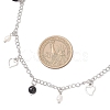 Natural Black Agate(Dyed & Heated) & Natural Pearl & 304 Stainless Steel Heart Tassel Curb Chain Necklaces NJEW-JN05342-3