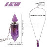 1Pc Natural Amethyst Faceted Pointed Bullet Shaped Perfume Bottle Pendant Necklaces NJEW-FH0001-38P-01-2