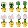 8Pcs 4 Styles Potted Plant Glass Figurines DJEW-CJ0001-11-1