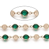 Handmade Flat Round Glass Beaded Chains CHC-G008-04LG-01-1