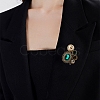 Oval Alloy Colorful Rhinestone Brooches for Backpack Clothes PW-WGDD76F-01-3