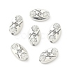Oval with Flower Tibetan Style Alloy Beads TIBEB-1199-AS-LF-4