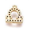 Golden Plated Brass Micro Pave Cubic Zirconia Charms ZIRC-L075-51G-2