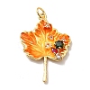 Autumn Theme Rack Plating Brass Micro Pave Cubic Zirconia Pendants X-KK-M230-19G-2