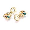Brass Micro Pave Clear Cubic Zirconia and Enamel European Dangle Charms KK-T079-70G-2