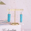 Synthetic Turquoise Bullet Dangle Stud Earrings EJEW-PH01406-02-3