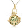 Golden Tone Brass Hollow Round Cage Pendants KK-J232-02G-1