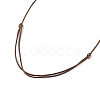 Natural Black Obsidian Nugget Pendant Necklace with Waxed Cord for Women NJEW-F306-01E-4