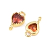 Brass Pave Cubic Zirconia Heart Links Connector Charms KK-K340-49G-07-2