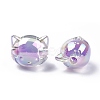 UV Plating Rainbow Iridescent Acrylic Beads OACR-H015-05-4