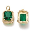 Brass Glass Charms X-ZIRC-F116-09C-G-2