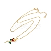 Brass FireBrick Enamel Rose Pendant Necklaces for Women NJEW-U042-01A-G-2