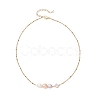 Natural Cultured Freshwater Pearl Potato & Glass Beaded Pendant 304 Stainless Steel Satellite Chain Necklaces for Women NJEW-JN05937-02-2